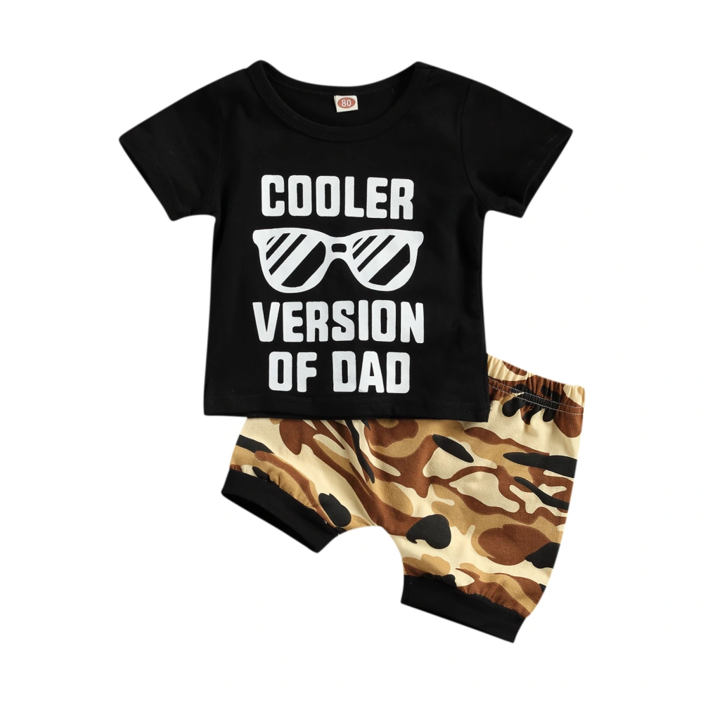 Boy’s 2Pcs Clothes Suit, Short Sleeve T-shirt Tops with Camouflage Shorts