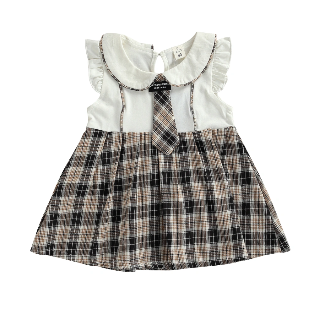 Little Girls Dress, Plaid Doll Collar Fly Sleeve Princess Skirt