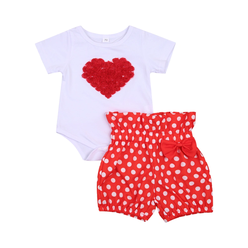 Infant's Two Piece Set, Toddler's Short Sleeve Romper Dot Shorts