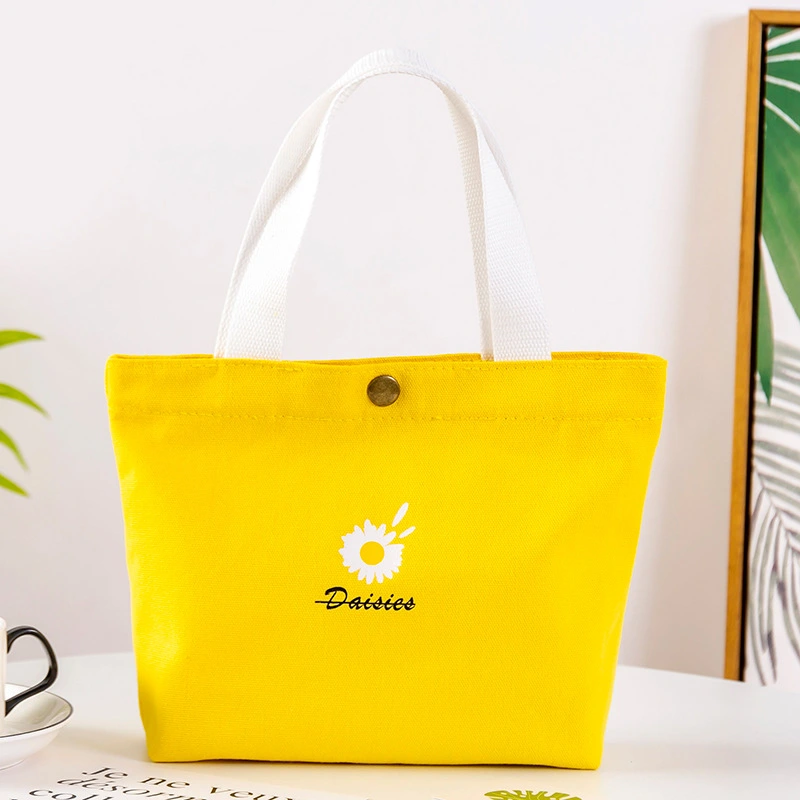 Women Canvas Tote Bag Daisy Print Handbag Small Shopping Bag