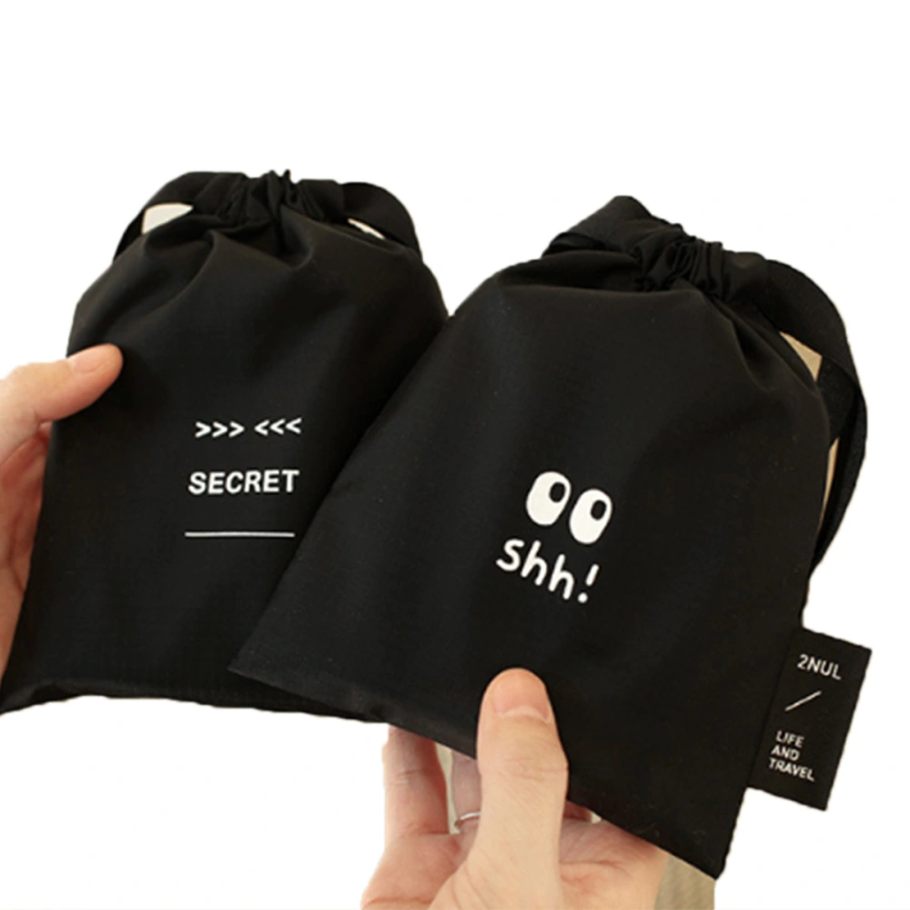 Daily Drawstring Pouch, Letter/Cartoon Eyes Printed Storage Bag