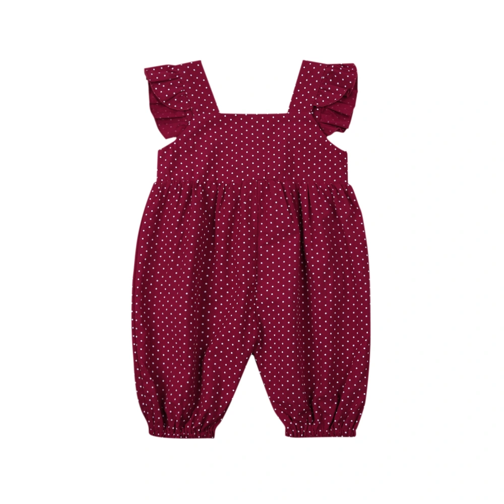 Girls’ Wave Point Jumpsuit/Dress, Ruffled Sleeve Summer Clothes