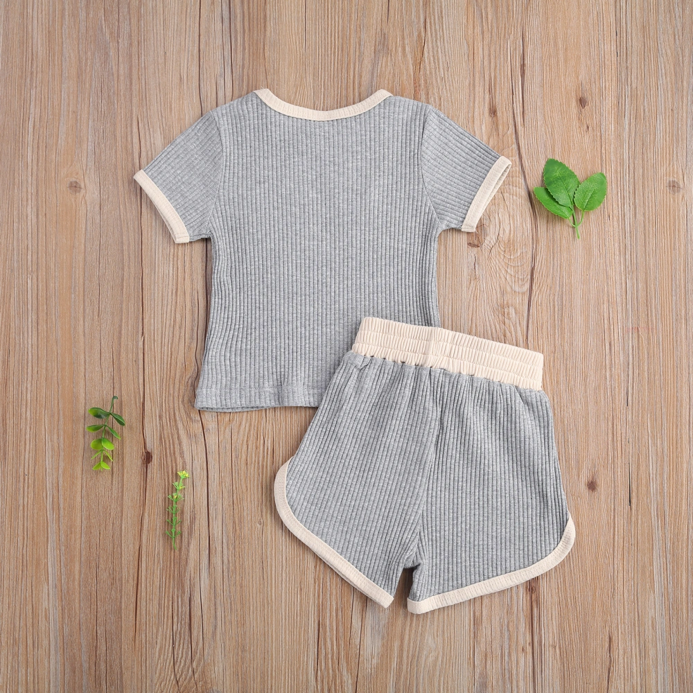 Kids Baby 2-piece Outfit Set Short Sleeve Pocket Top+Shorts Set