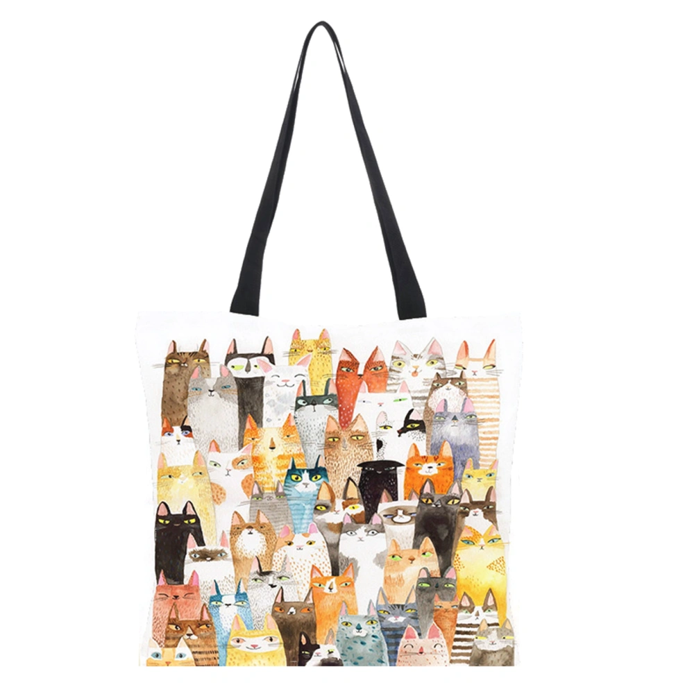 Ladies Cloth Bag Digital Cartoon Oil Painting Cat Print Shoulder Bag