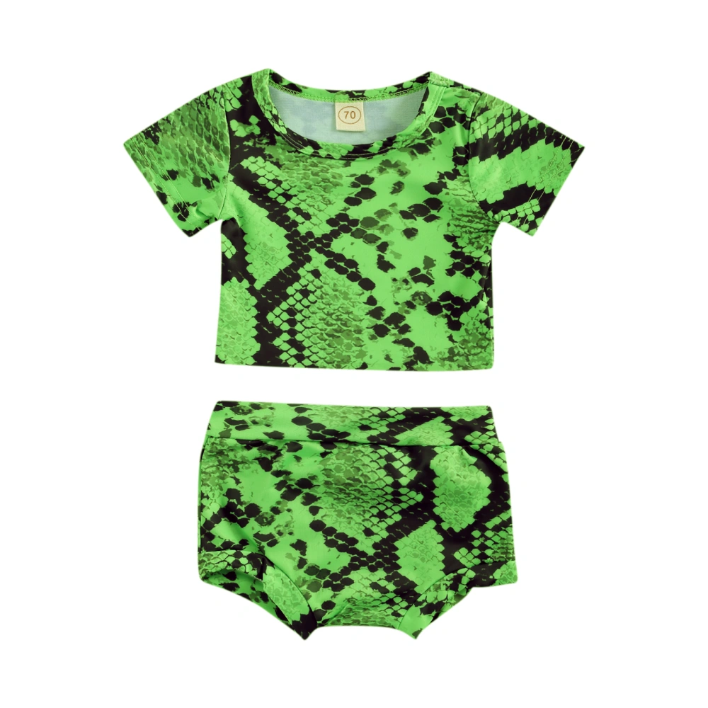 Baby Snakeskin Print Clothes Set, Short Sleeve T-Shirt+Triangle Shorts