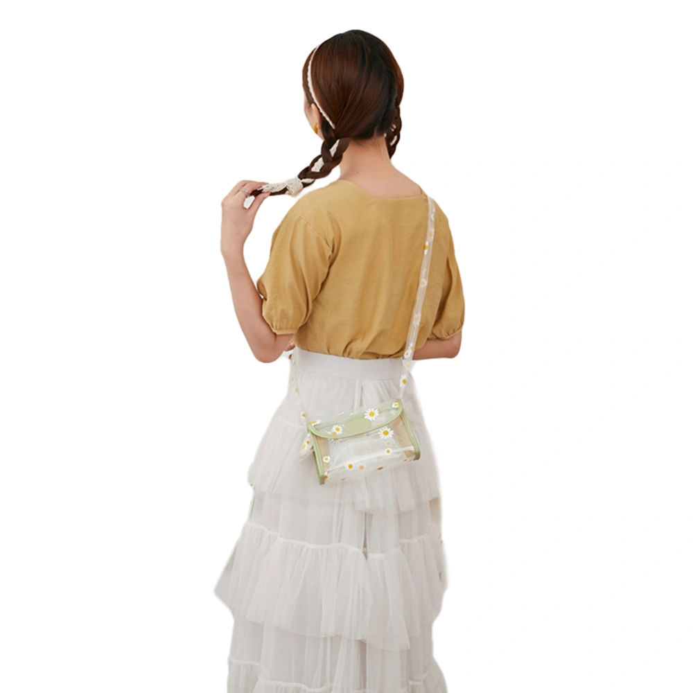 Women Vintage Daisy Messenger Bag Transparent Jelly Lace Strap Shoulder Bags