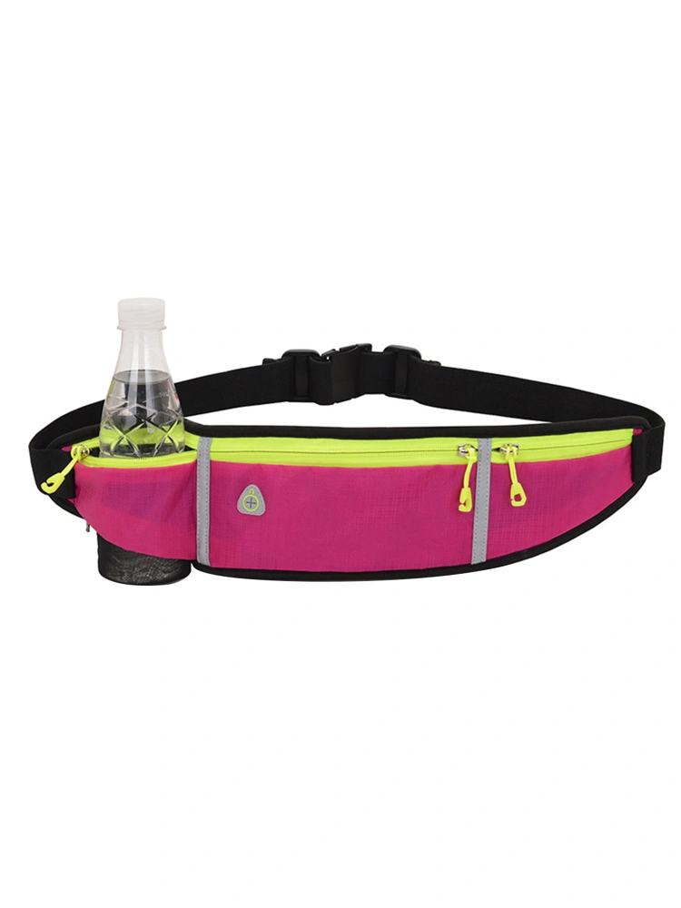 Unisex Belt Bag Sports Reflective Strip Zipper Closure Waterproof Waist Bag