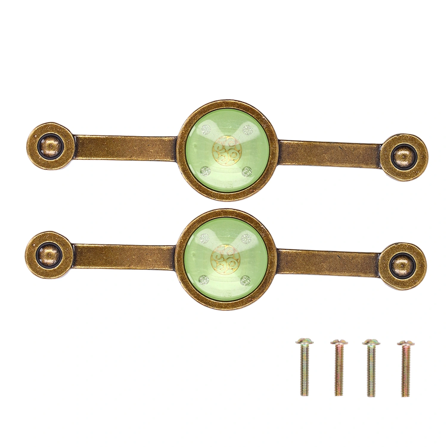 2 Pcs Zinc Alloy Antique Copper Handle European Modern Pastoral Color Acrylic Handle for Cabinet DrawerGreen