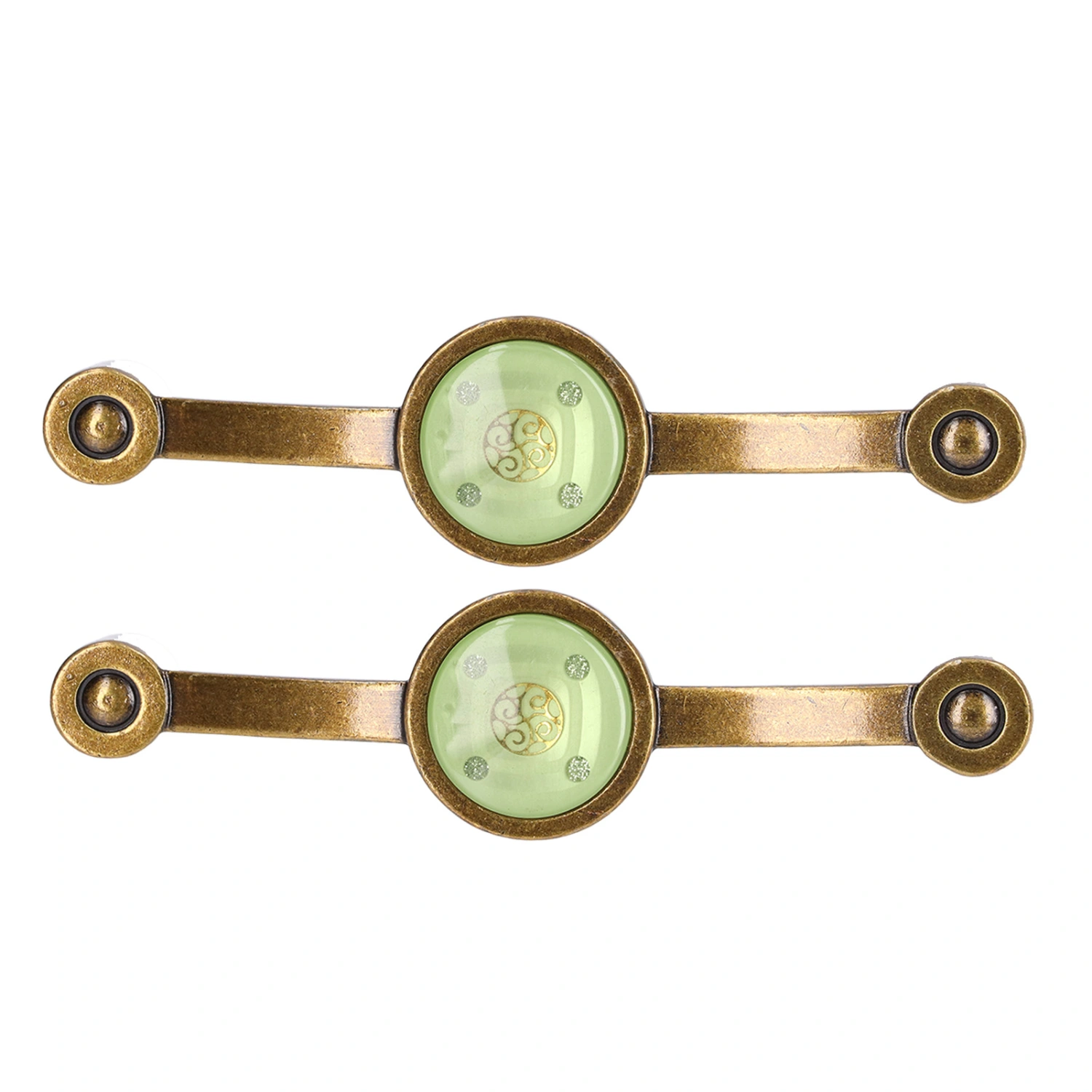 2 Pcs Zinc Alloy Antique Copper Handle European Modern Pastoral Color Acrylic Handle for Cabinet DrawerGreen