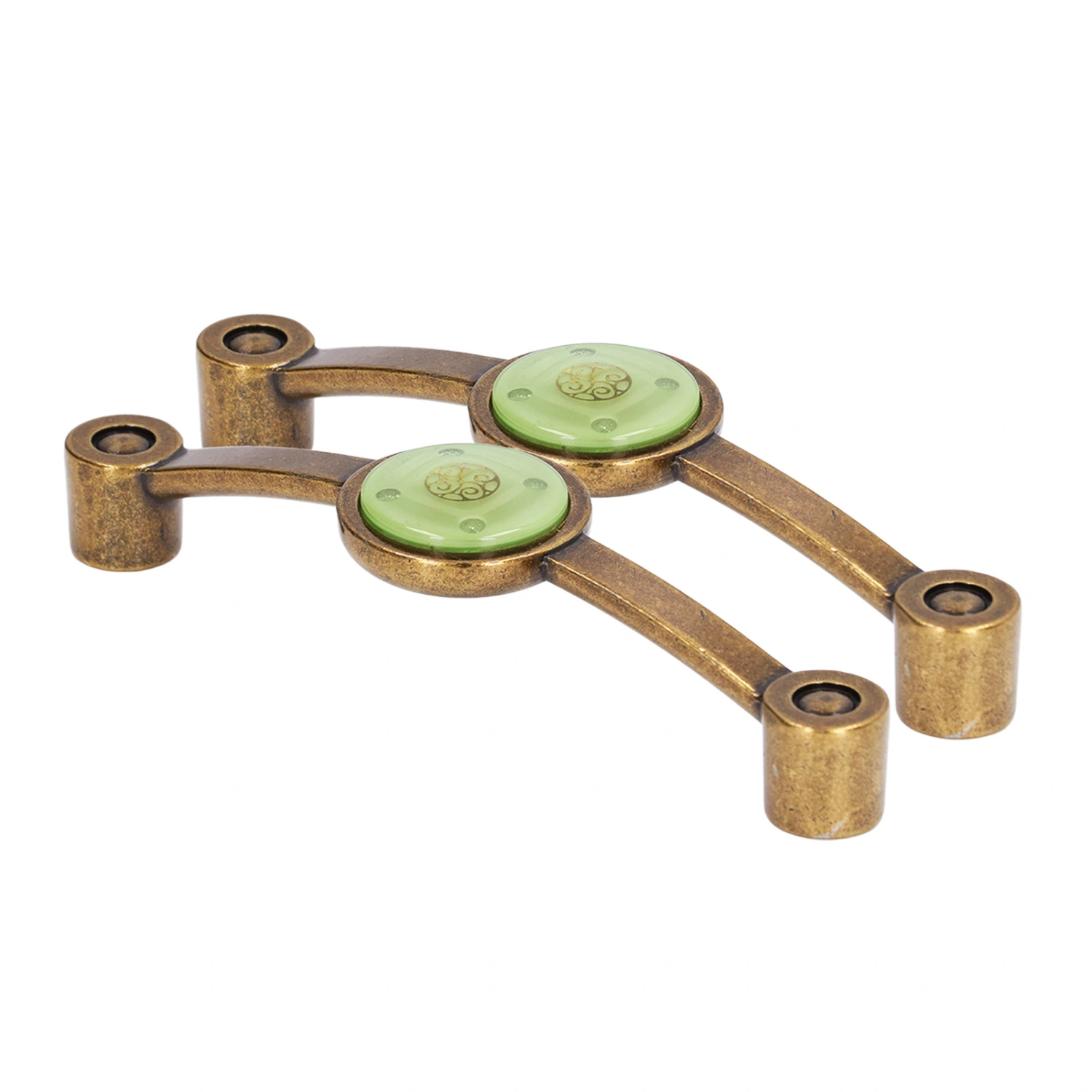 2 Pcs Zinc Alloy Antique Copper Handle European Modern Pastoral Color Acrylic Handle for Cabinet DrawerGreen