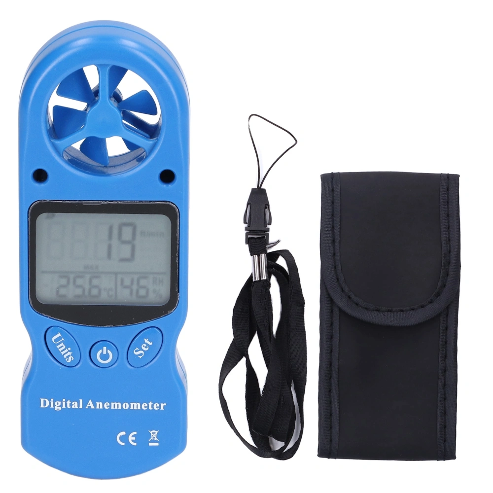 3V Digital Anemometer Multipurpose Handheld Wind Speed Meter Blue Temperature Wind Gauge