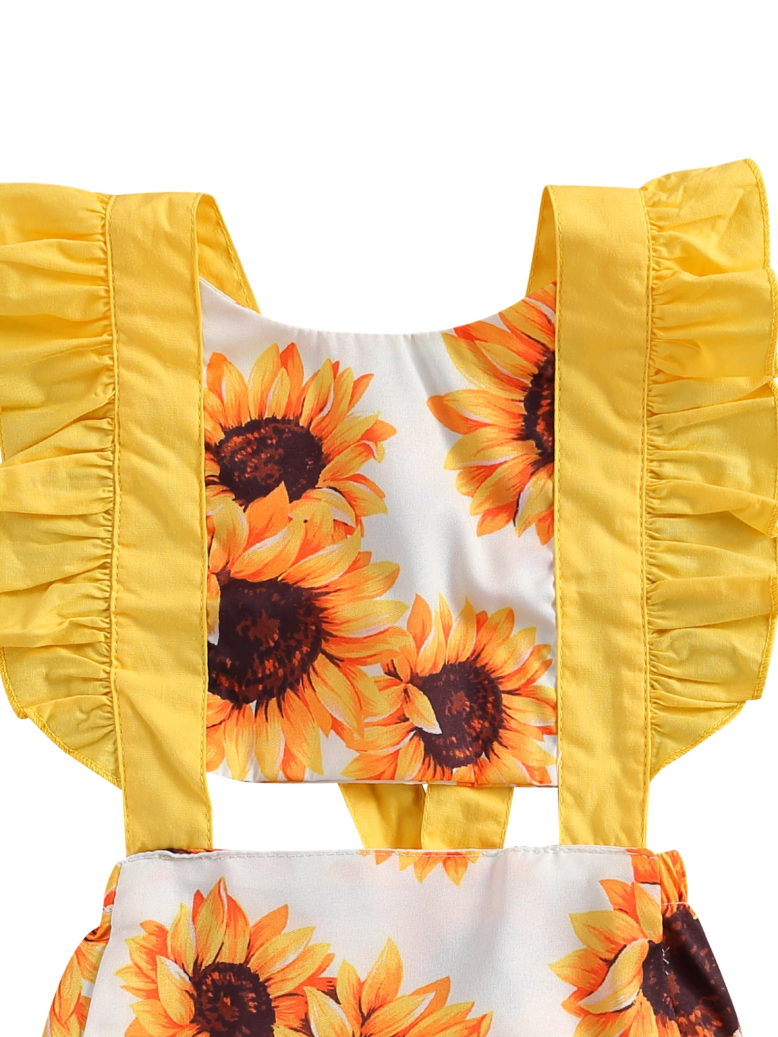 Newborn Infant Girl Sunflower Romper and Bowknot Headband Clothes