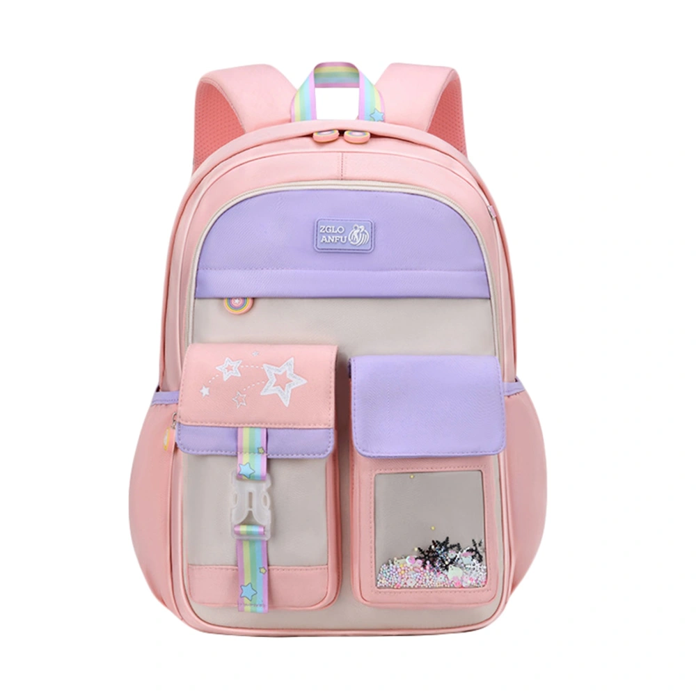 Girls Colorful Star Pattern Backpack with Adjustable Shoulder Strap