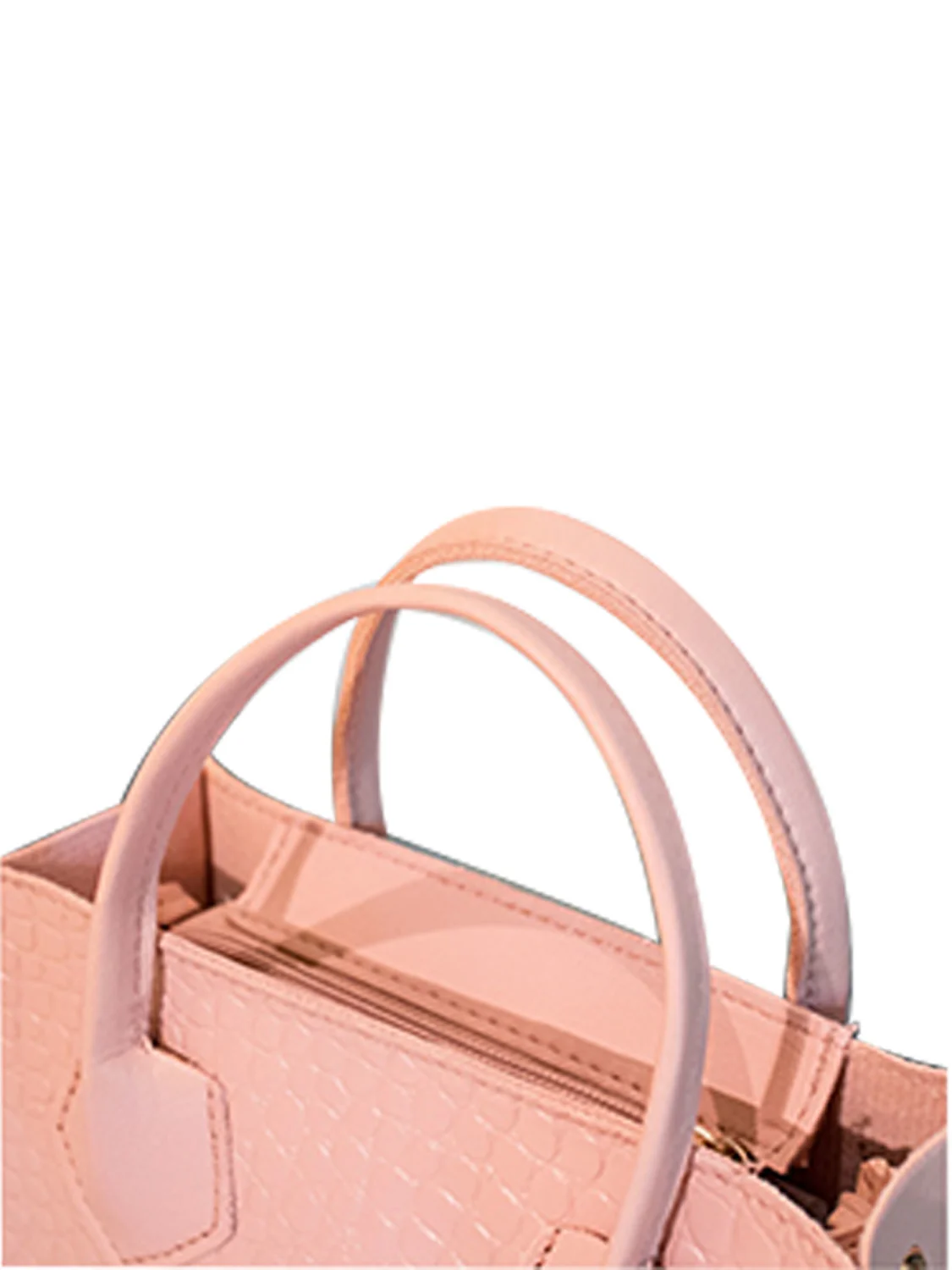 Ladies Monochrome Shoulder Bag Texture Decoration Square Bucket Handbags