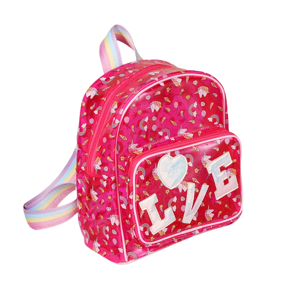 Toddler Clear Backpack, Holographic Letter Pattern Preschool Bag