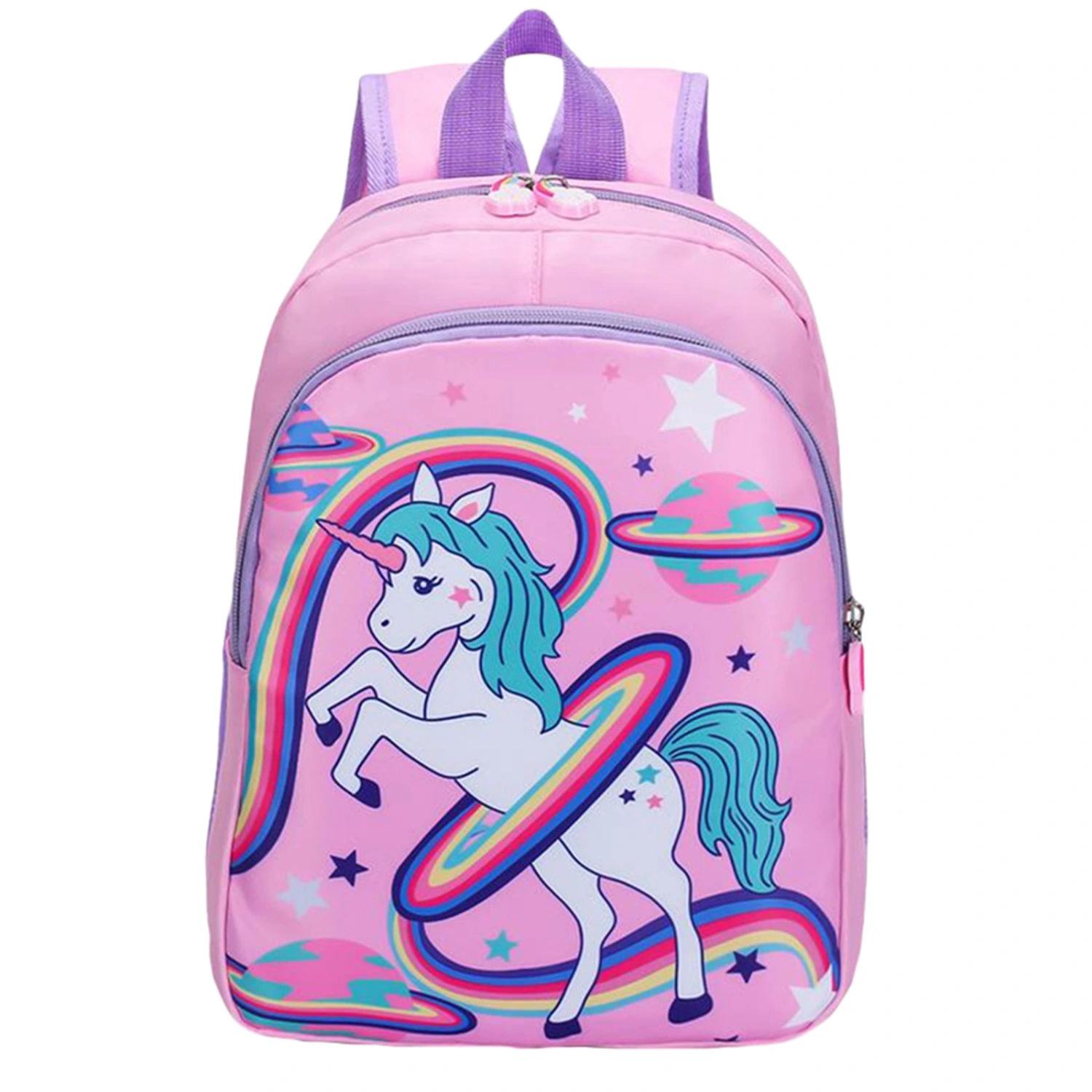 Cute Backpack for Student, Cartoon Rainbow Pony Pattern School Bag 