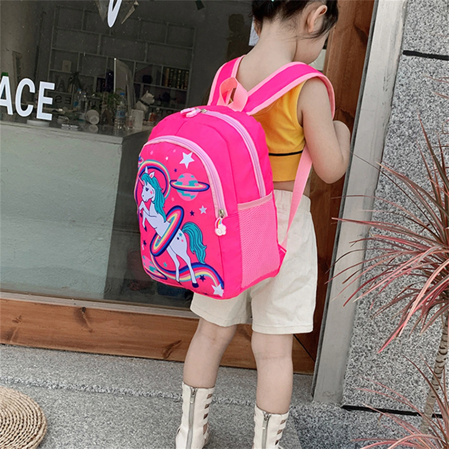 Cute Backpack for Student, Cartoon Rainbow Pony Pattern School Bag 