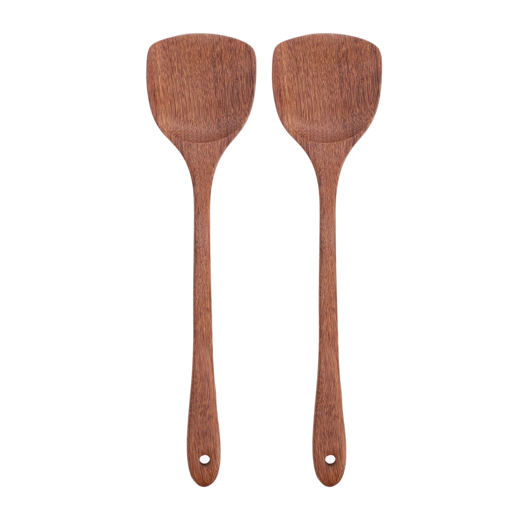 2pcs Wooden Spatula Household Hanging Long Handle Flat Wooden Spatula for Mixing and Turning38.5cm / 15.2in