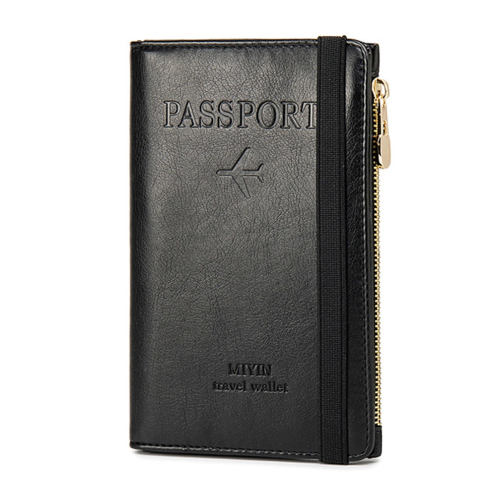 PU Leather Passport Wallet, RFID Block Portable Travel Card Holder