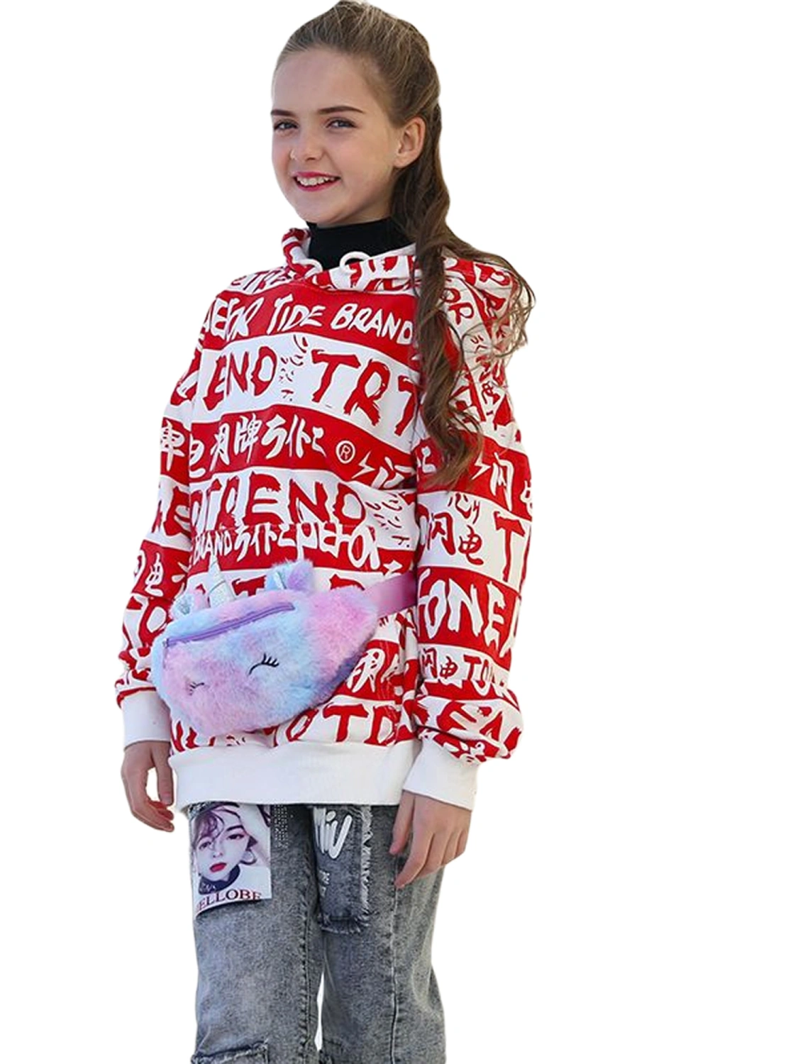 Girl's Anti-Dust School Bag, Fanny Gradient Color Chest Bag with Bandage