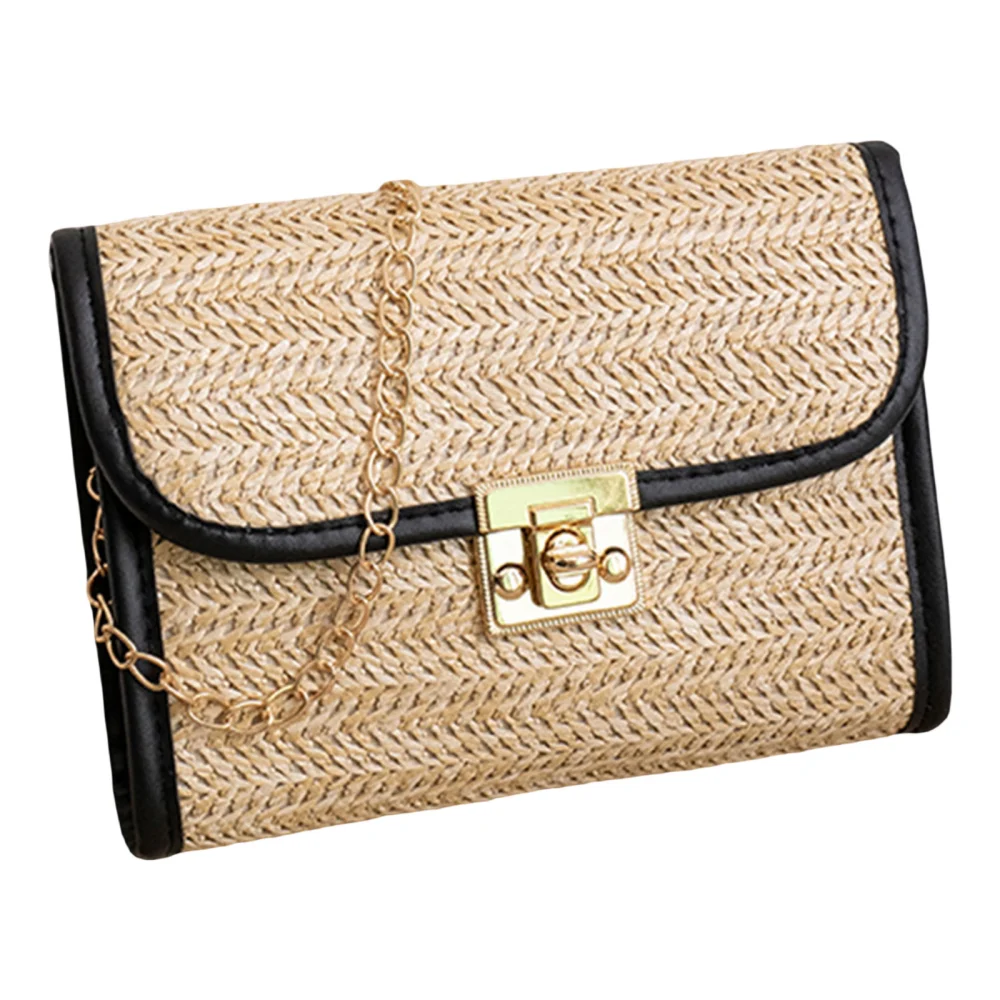 Women Straw Crossbody Bag Shoulder Bag with Detachable Shoulder Strap