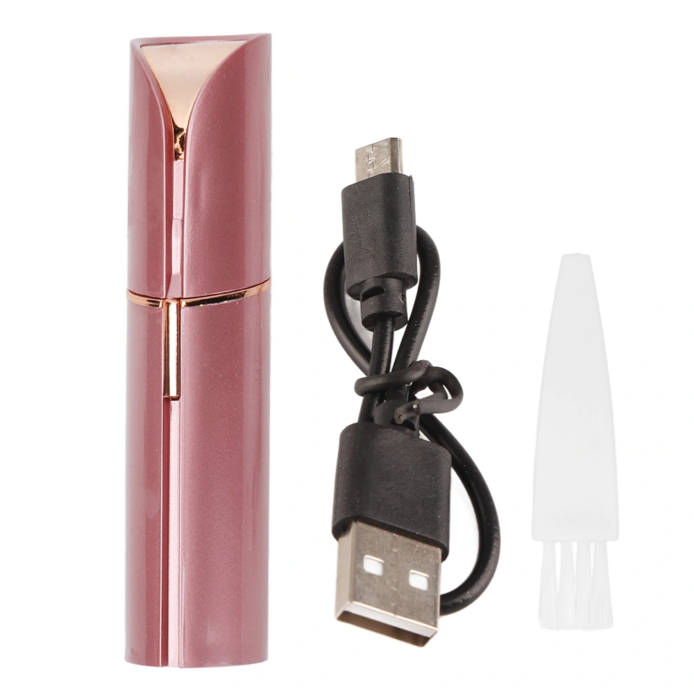 Electric Facial Hair Trimmer Lipstick Shaped Lightweight Mini USB Charging Face Shaver Hair Remover for WomenRose Gold