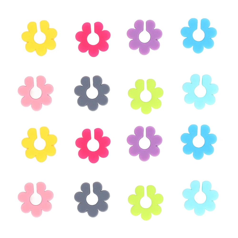 16PCS Wine Glass Silicone Flower Shape Drink Marker Tag Identification Cup Label for Party