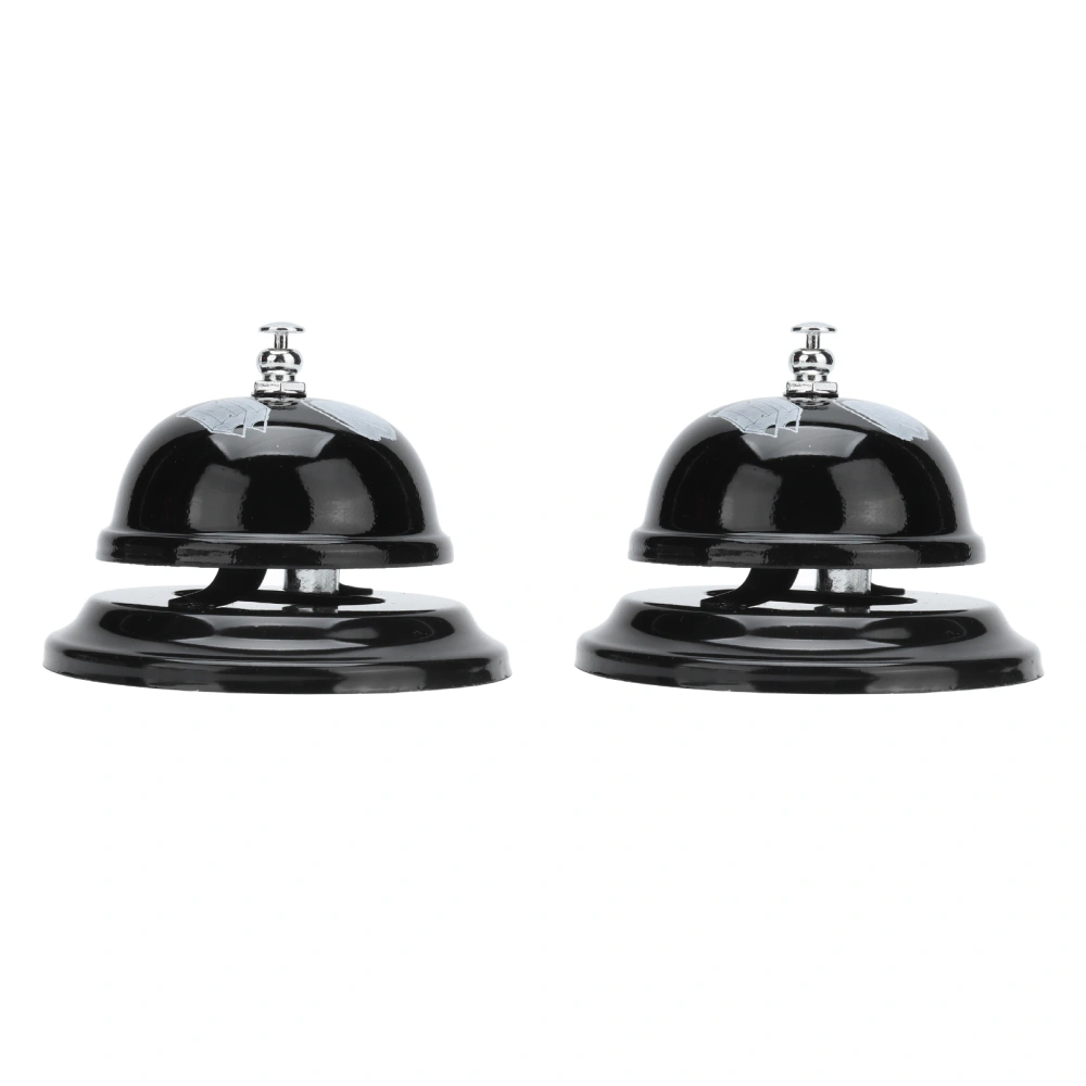 2Pcs Service Bell Exquisite Clear Sound Classic Shape Polishing Glossy Nonslip Base Call Bell for Hotel Restaurant HomeBlack