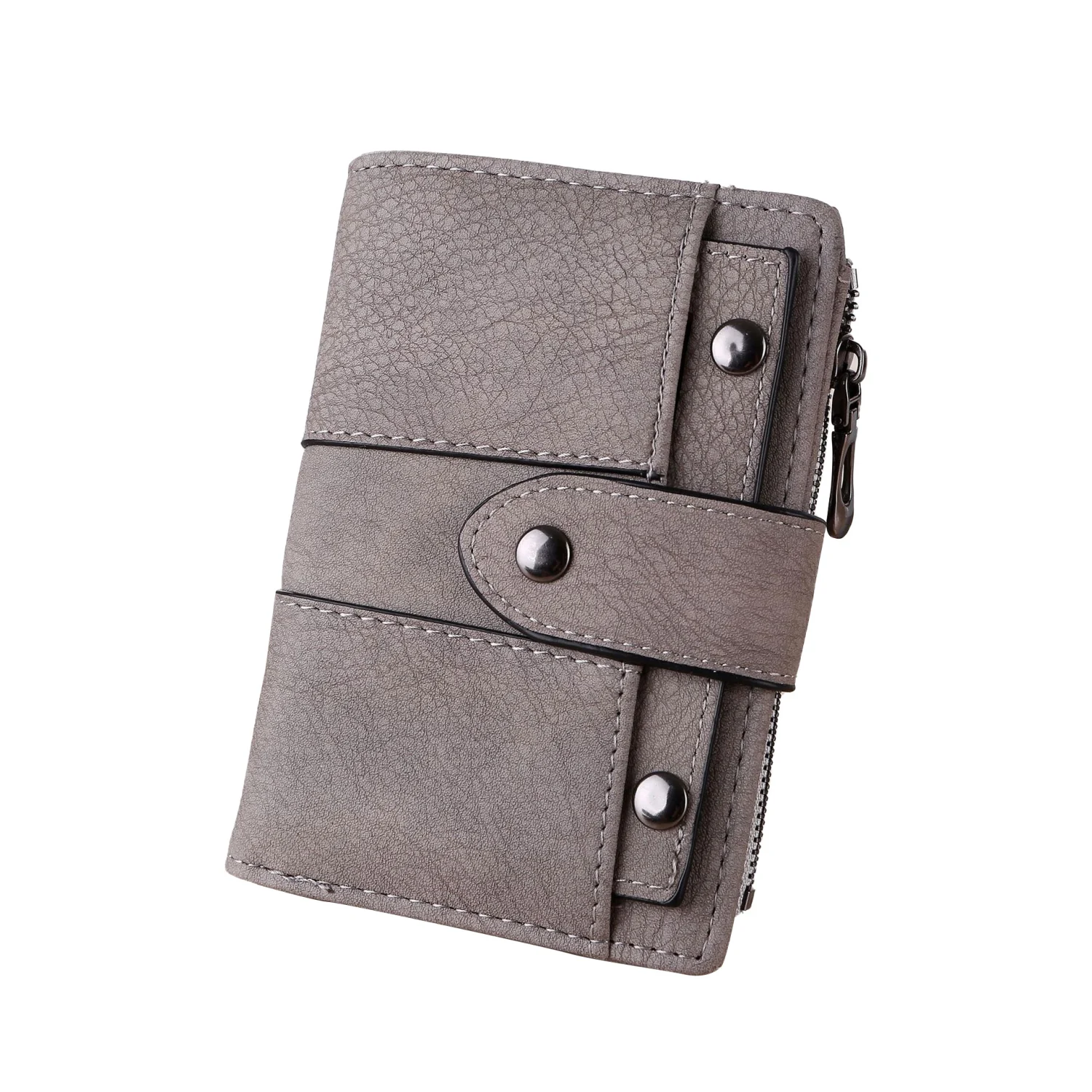Ladies Coin Purse Frosted Single Color Waterproof Zipper Snap Closure Wallet