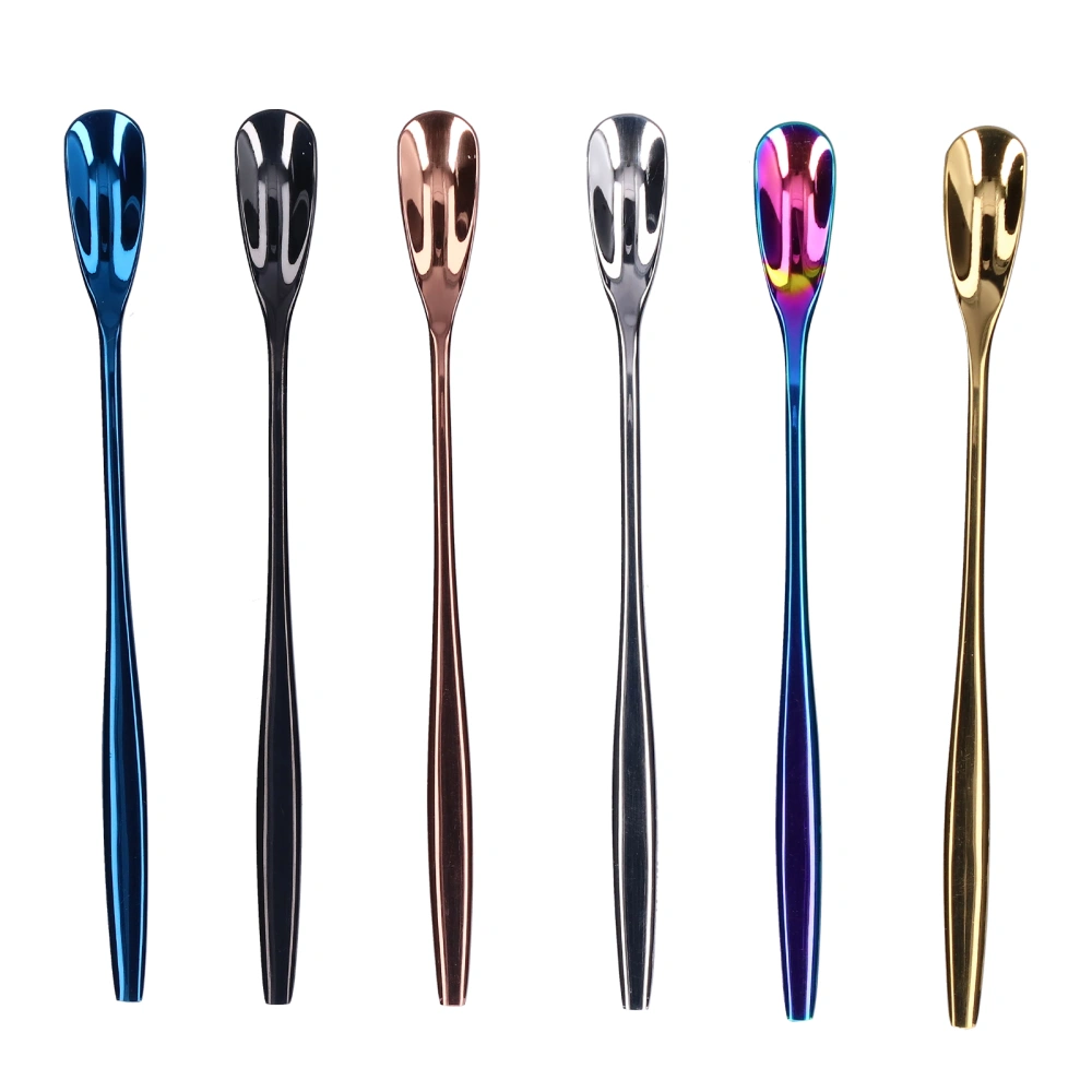 6PCS Coffee Spoon Stainless Steel Mixing Spoon Thickened Long Handle Ice Tea Desert Scoop