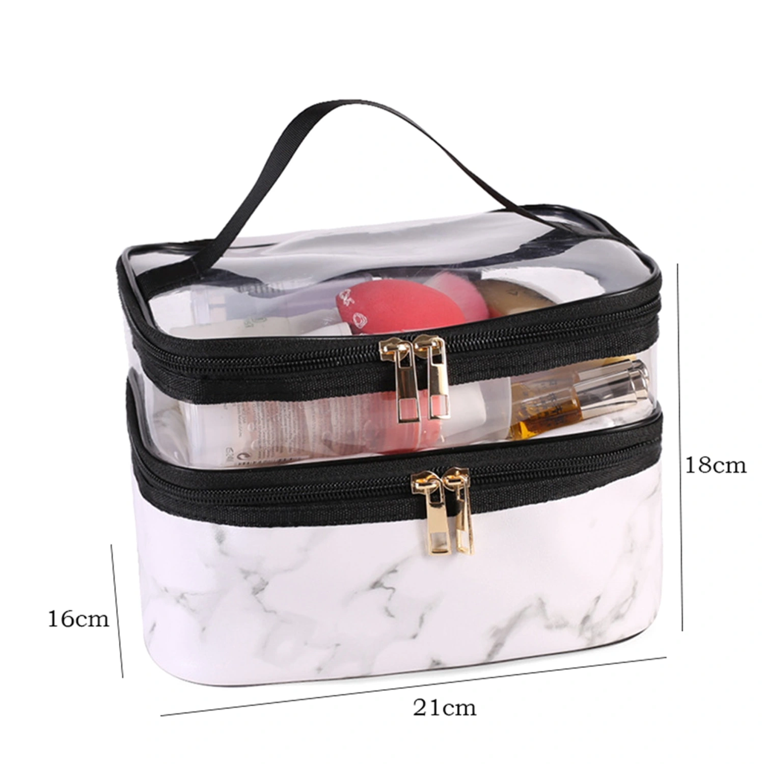 Cosmetic Storage Bag, Double Layer Transparent Make-Up Storage Bag