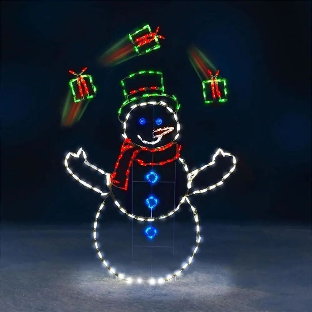 Christmas Fun Animated Ornaments Light String Garden Snow Glowing Decorative Frame Sign Indoor Outdoor Celebration Decor