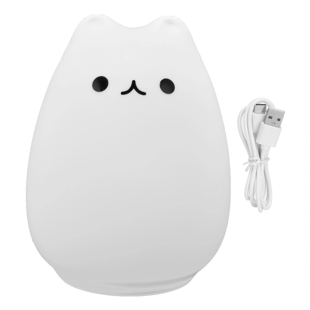 Cat Shaped Night Light USB Charging Silicone Color Changing LED Touch Ambient Lamp for Bedroom