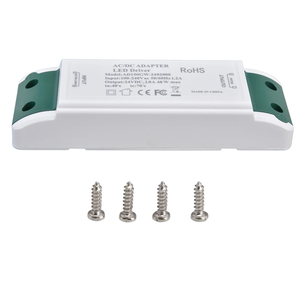 LED Transformer 24V DC 2A 48W Constant Current LED Power Supply Driver for Home and Office AC100‑240V