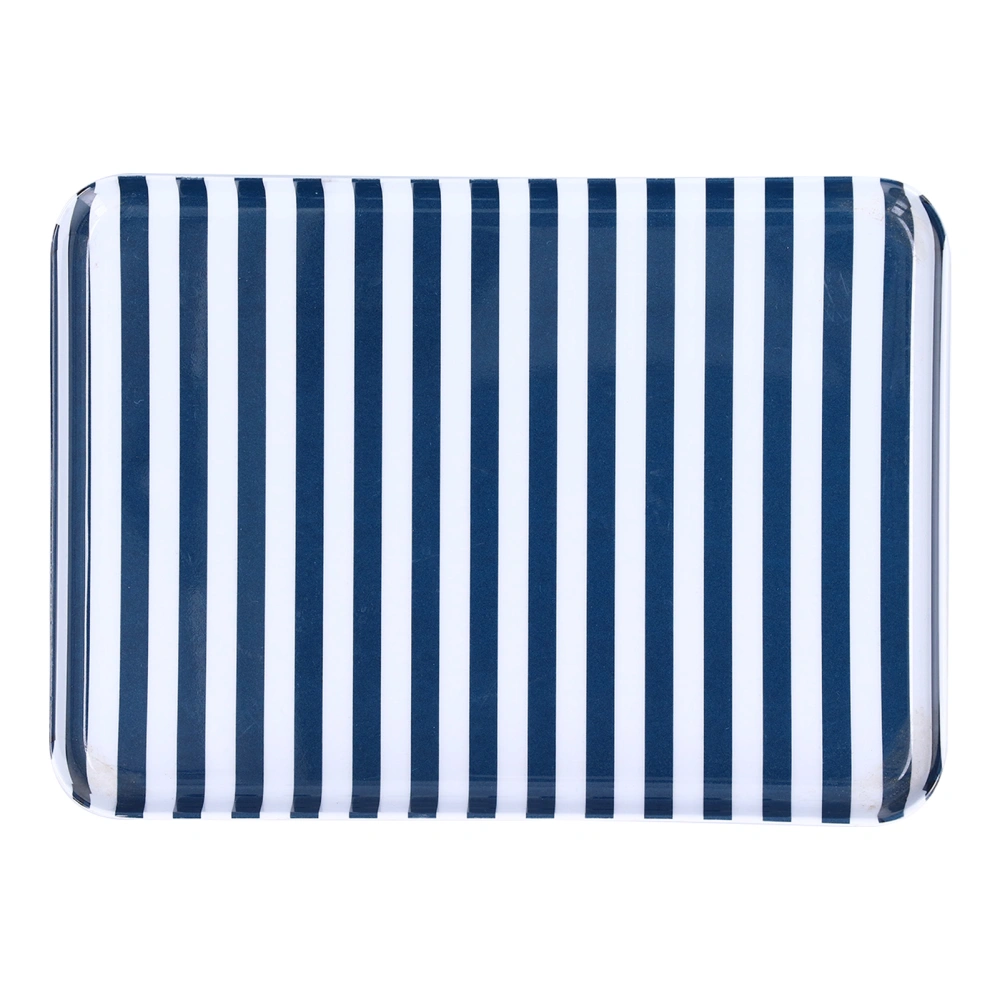 Fruit Tray Blue White Stripe Melamine Safe Environmentally Friendly Colourfast Dessert Platter for Restaurant