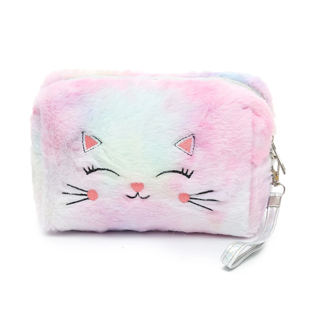 Cosmetic Bag, Portable Cartoon Cat Embroidery Makeup Bag Handbag