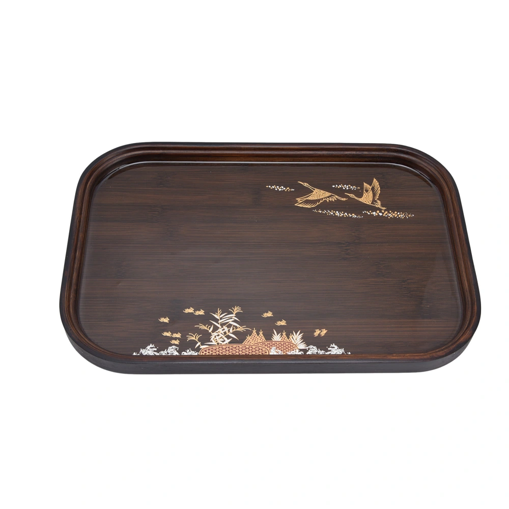 Bamboo Tea Tray Japanese Simple Novel Beautiful Resin Walnut Tea Tray for Home UseRounded Square