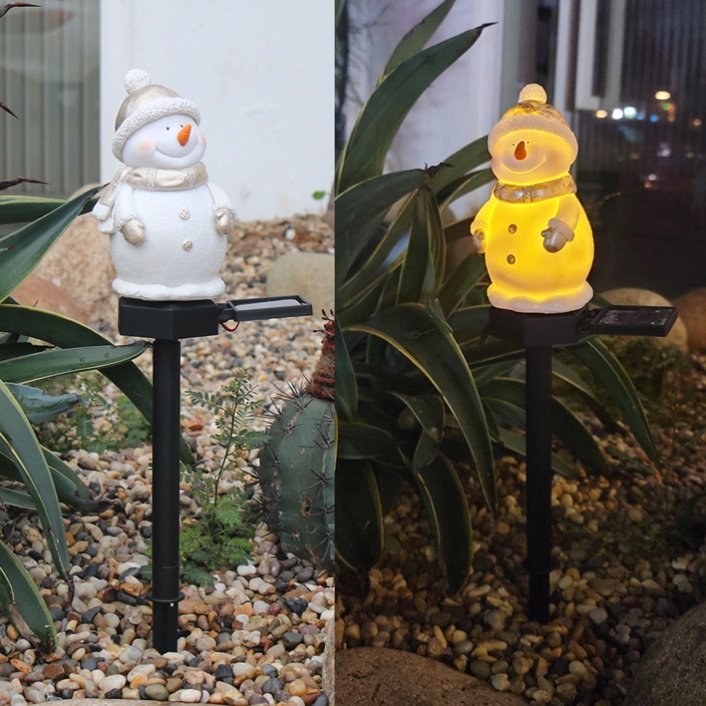 Christmas Decorations Lights Waterproof and Cold Resistant Solar Snowman Stake Lights Outdoor Garden Landscape Light