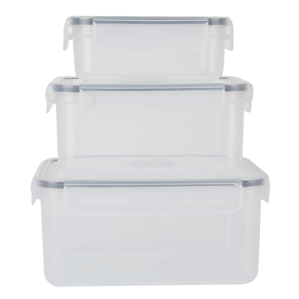 3Pcs/Set Airtight Food Storage Box Transparent Vacuum Seal Food Storage Container with Locking Lid