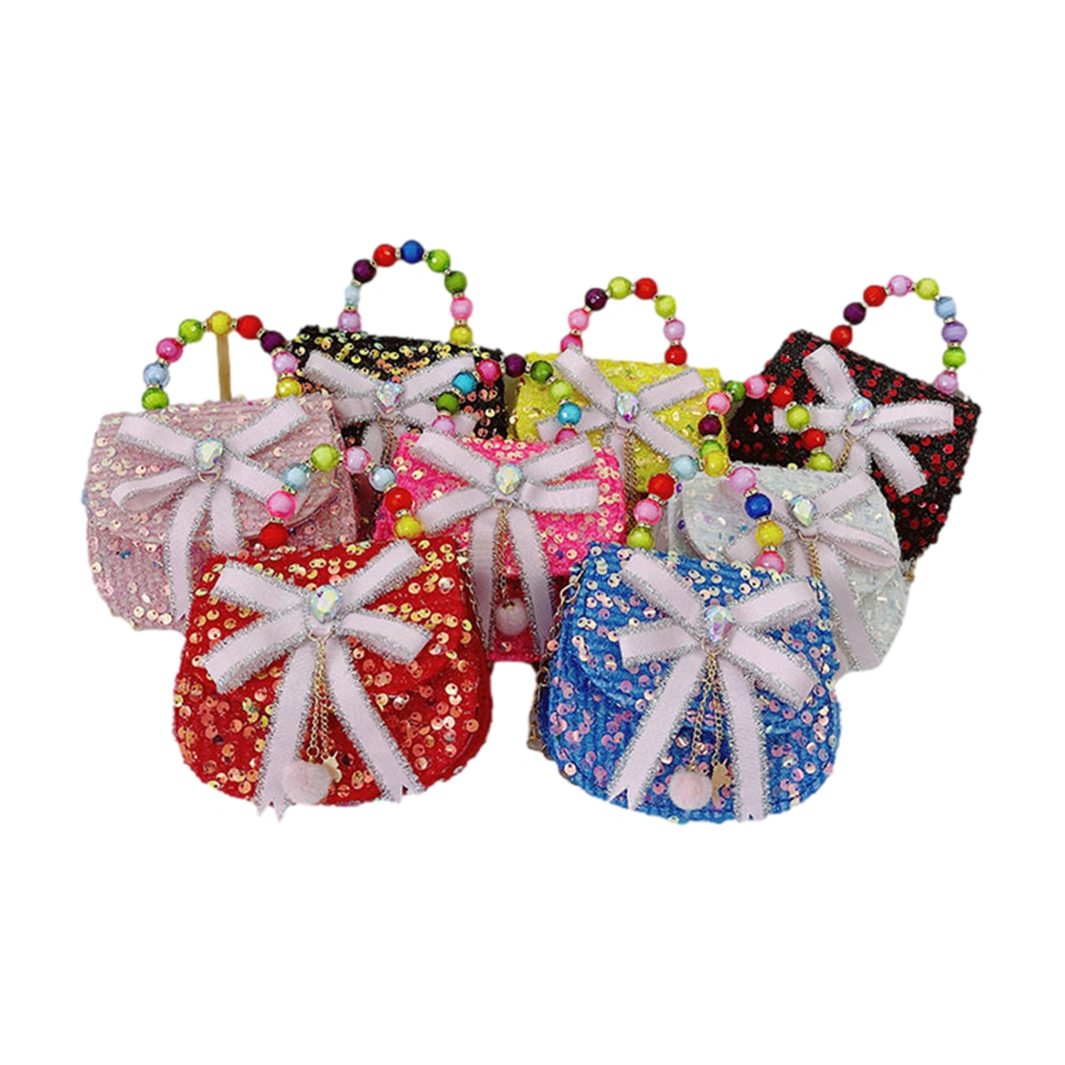 Girls Tote Purse, Crossbody Purse Sequin Clutch with Bead Handle