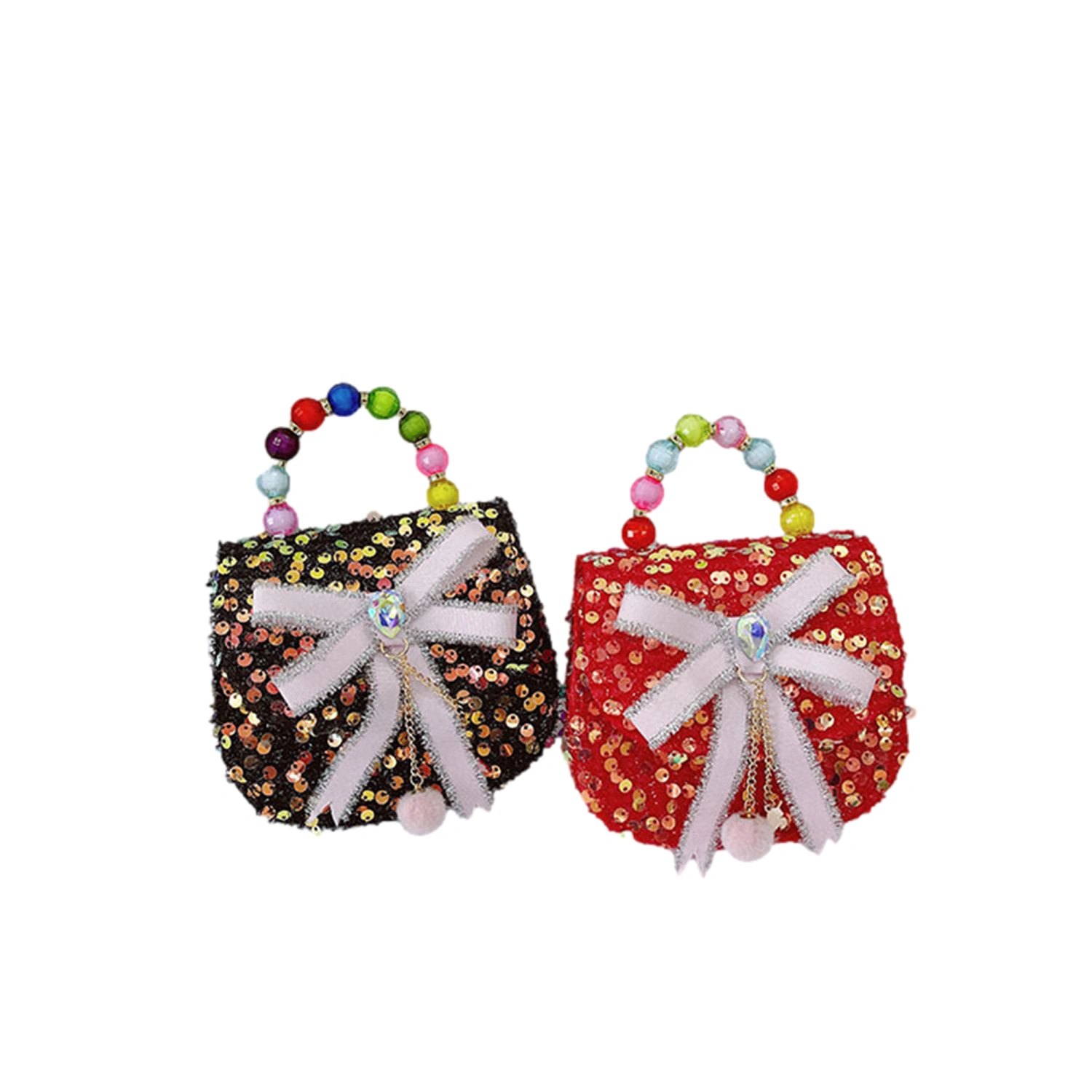 Girls Tote Purse, Crossbody Purse Sequin Clutch with Bead Handle