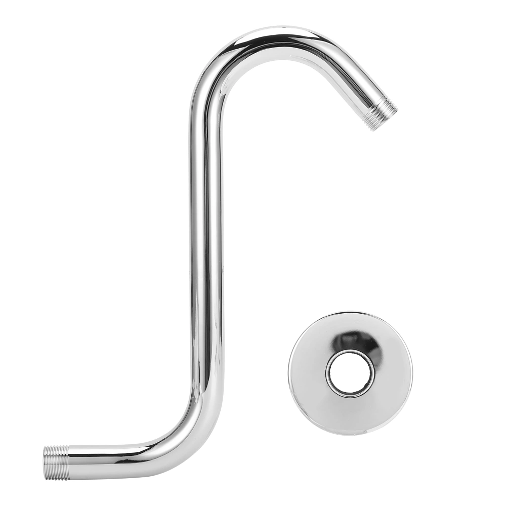 NPT1/2 Shower Arm SShape 8in Stainless Steel Electroplating Shower Head Fixed Arm Accessory