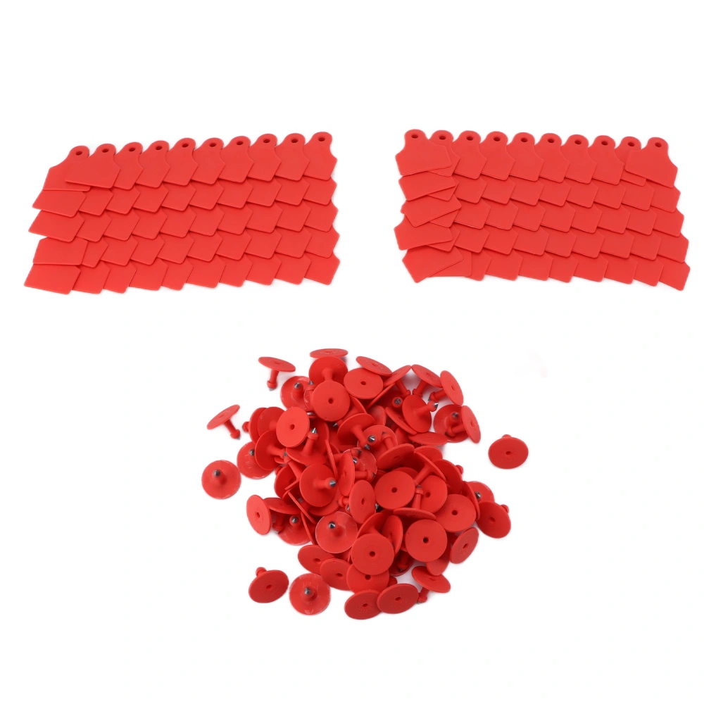 100 Set Plastic Livestock Identification Blank Ear Tag for Sheep Cattle Pigs Animal Farm SuppliesRed