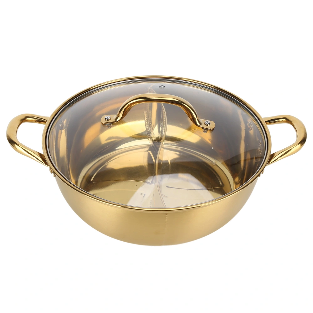 Hot Pot 30.3cm Diameter 304 Stainless Steel Rust Proof Separate Design Mandarin Duck PotGold