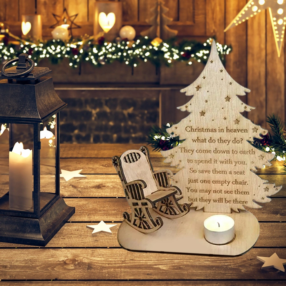 Christmas Remembrance Candle Ornament Wooden Candle Holder to Remember Loved Ones Christmas Table Candle Holders Home Decor