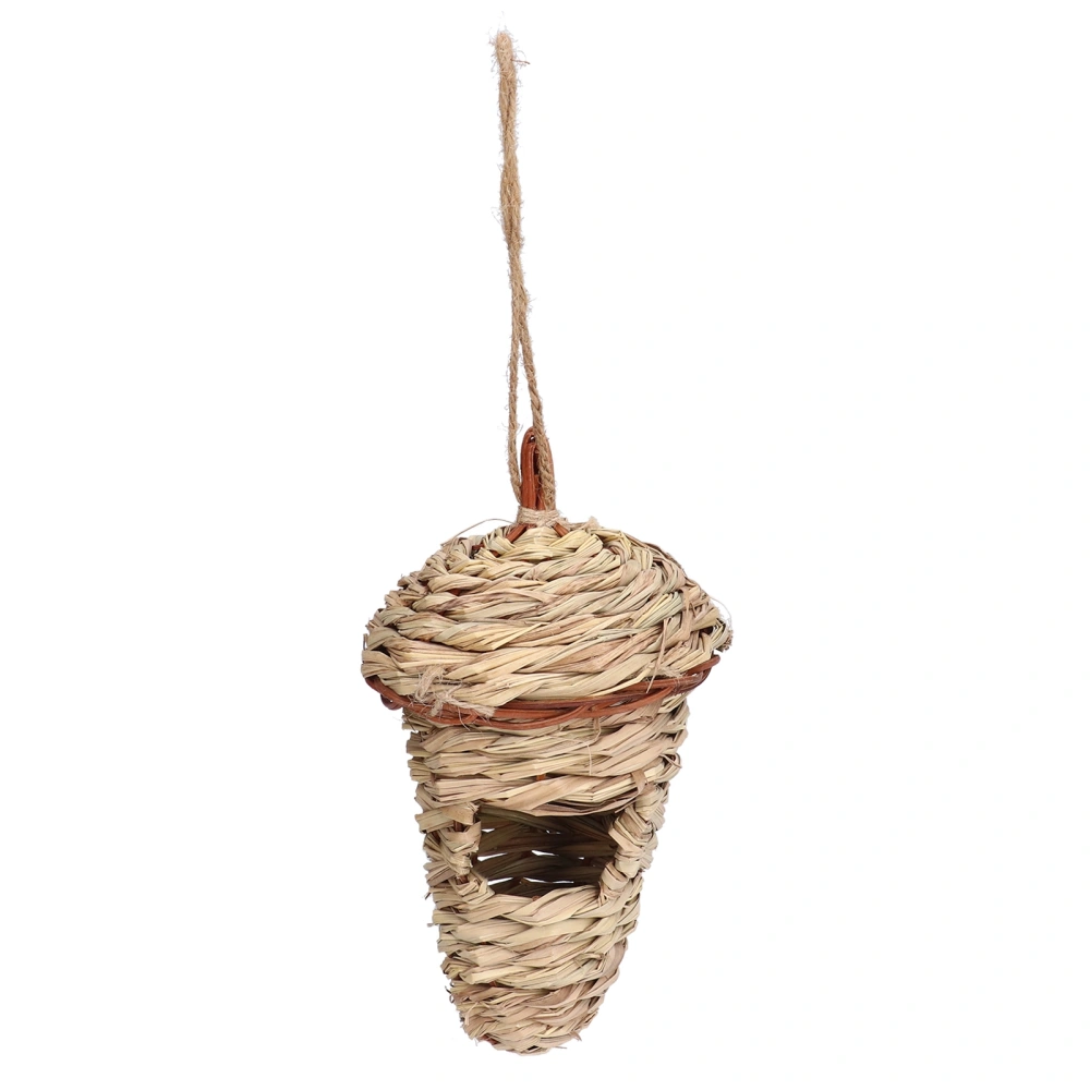 Grass Hand Woven Birdhouse Outside Hanging Bird Nest Gardening Decorative Hut for Finch