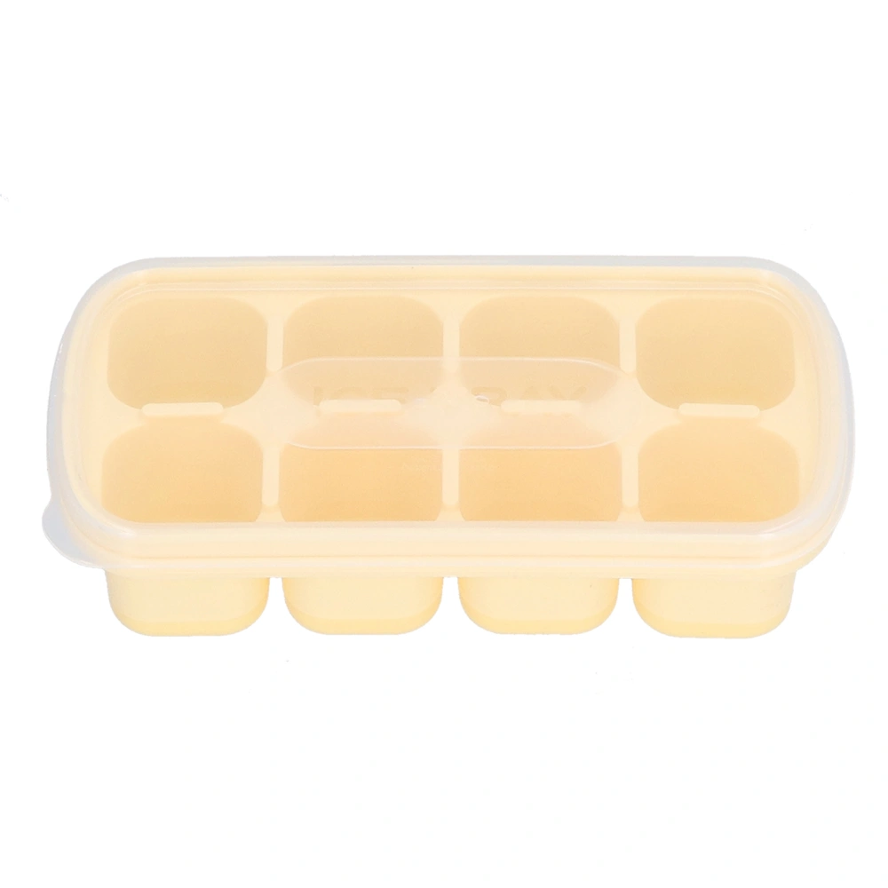 8 Grid Ice Cube Tray with Lid Food Grade Household Ice Cube Mold for Home KitchenYellow