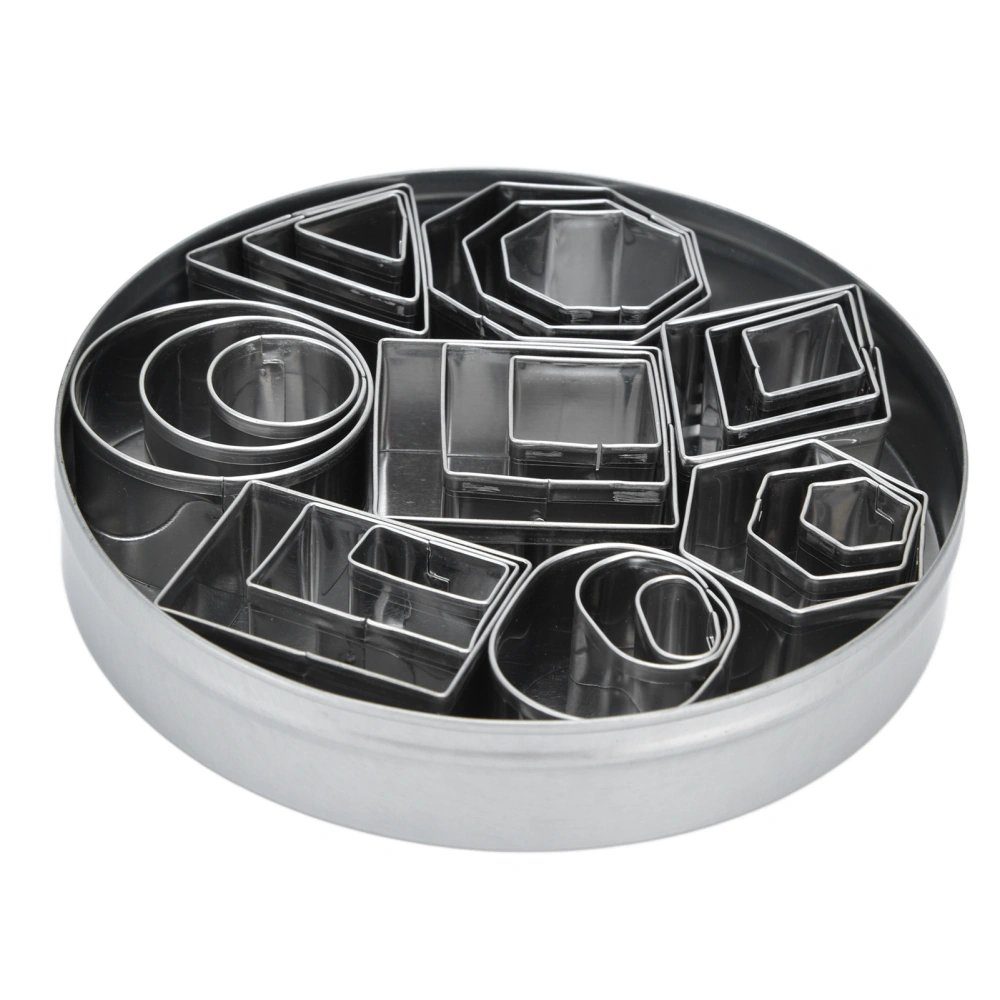 24Pcs Stainless Steel Biscuits Mould Challenges Various Sizes Exquisite Workmanship High Hardness Cookies Mold for Games(Octogonal Bote blanche)