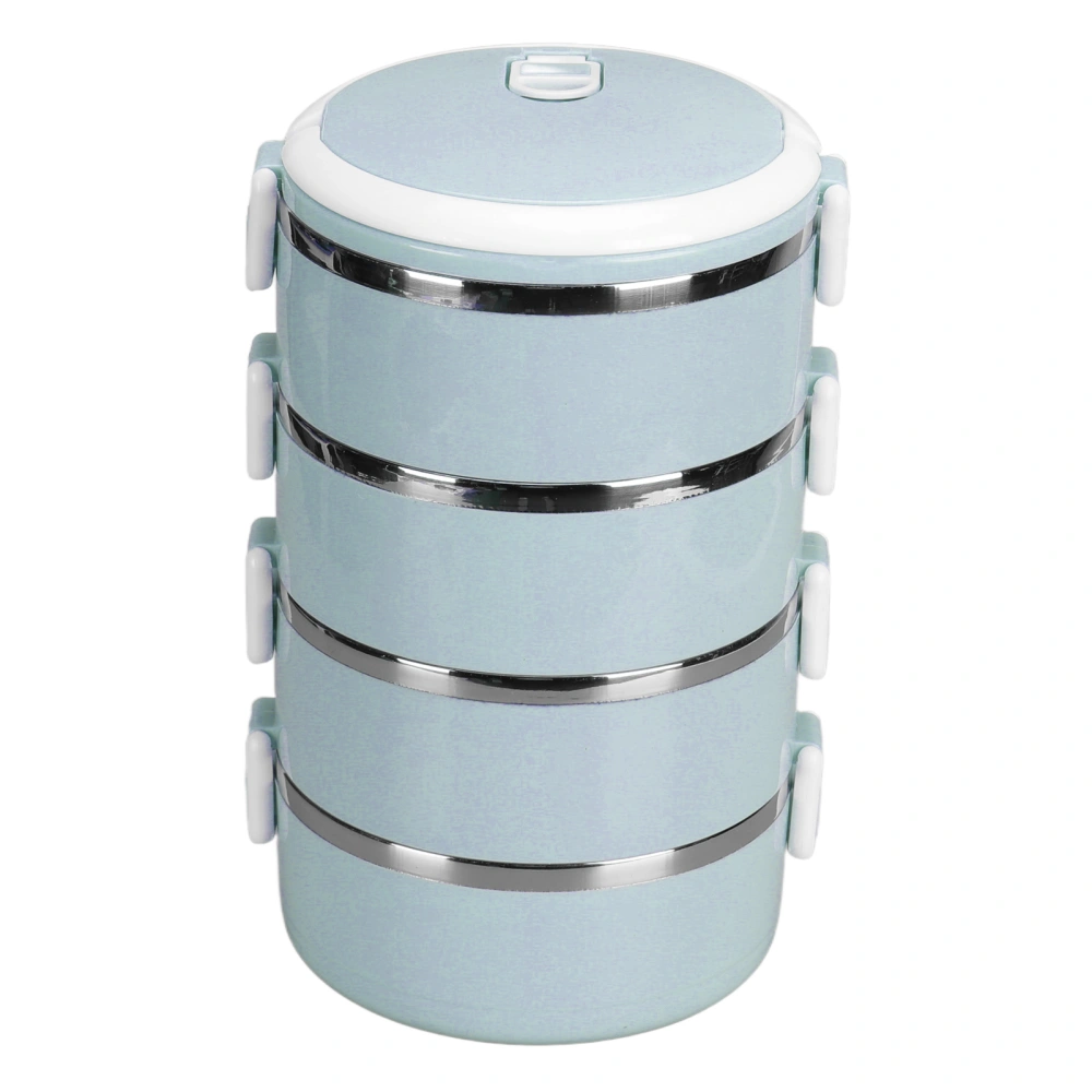 Portable 304 Stainless Steel Bento Lunch Box Thermal Cylinder Lunch Container Food Storage Containers for School Office OutdoorFour Layers Nordic Blue