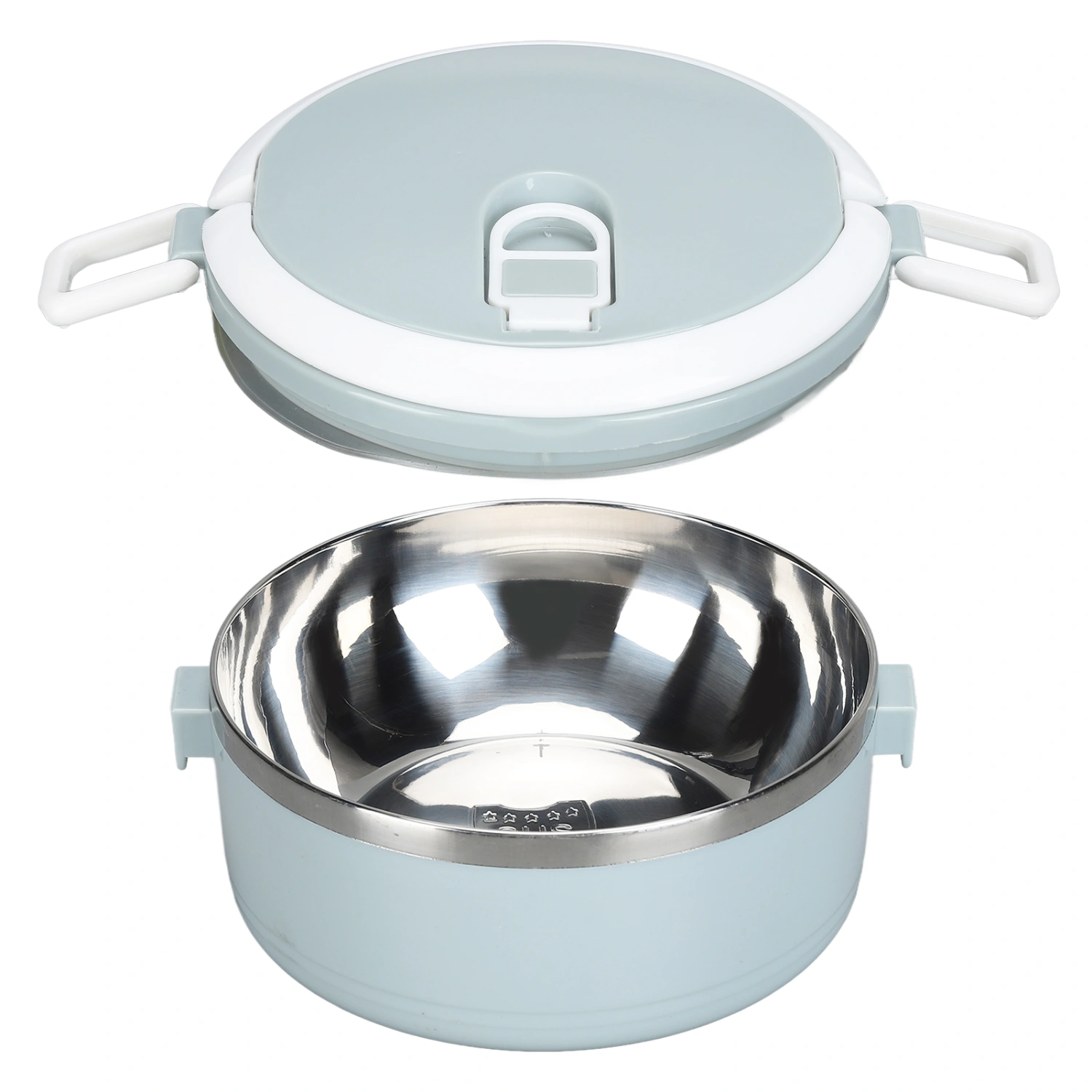 Portable 304 Stainless Steel Bento Lunch Box Thermal Cylinder Lunch Container Food Storage Containers for School Office OutdoorSingle Layer Nordic Blue